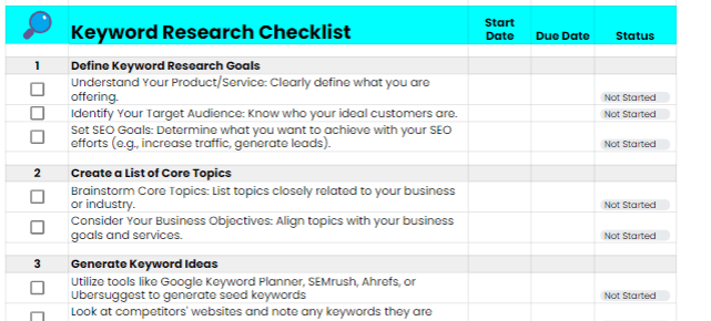 seo keyword research checklist