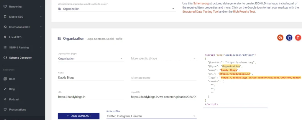 organization schema markup